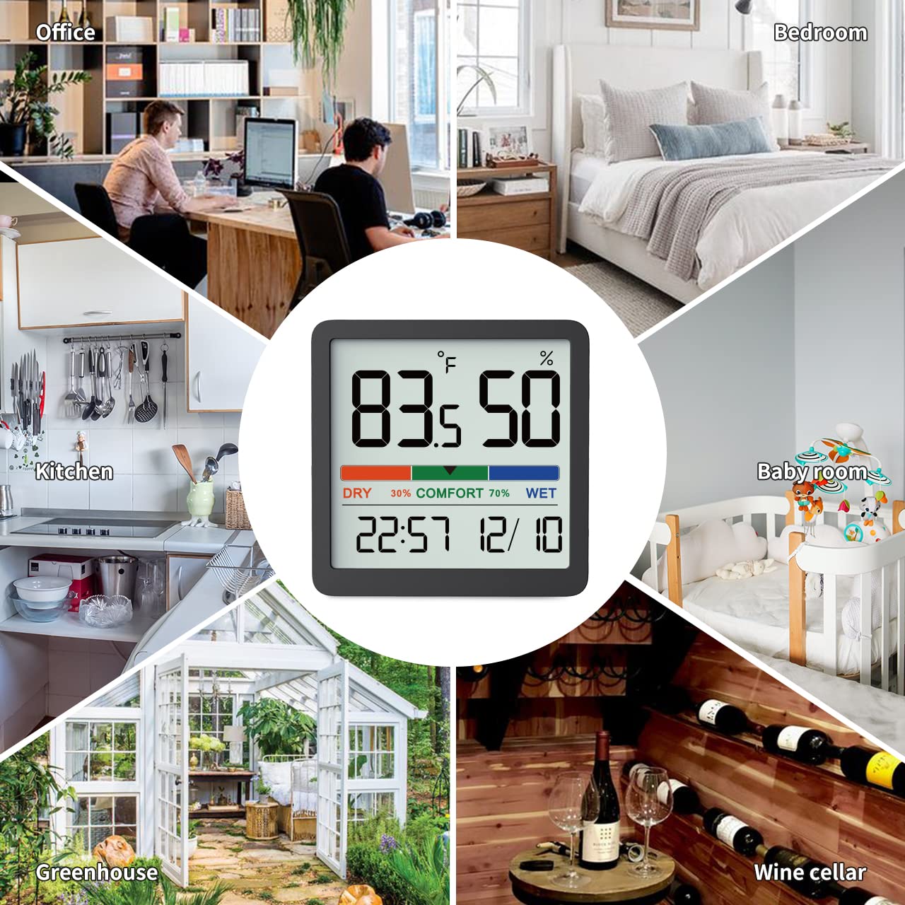 VOCOO Humidity Gauge Indoor Thermometer - Digital Indoor Humidity Sensor Room Thermometer with Temperature Humidity Monitor, Accurate Hygrometer Temp Meter for Home Greenhouse Wine Cellar