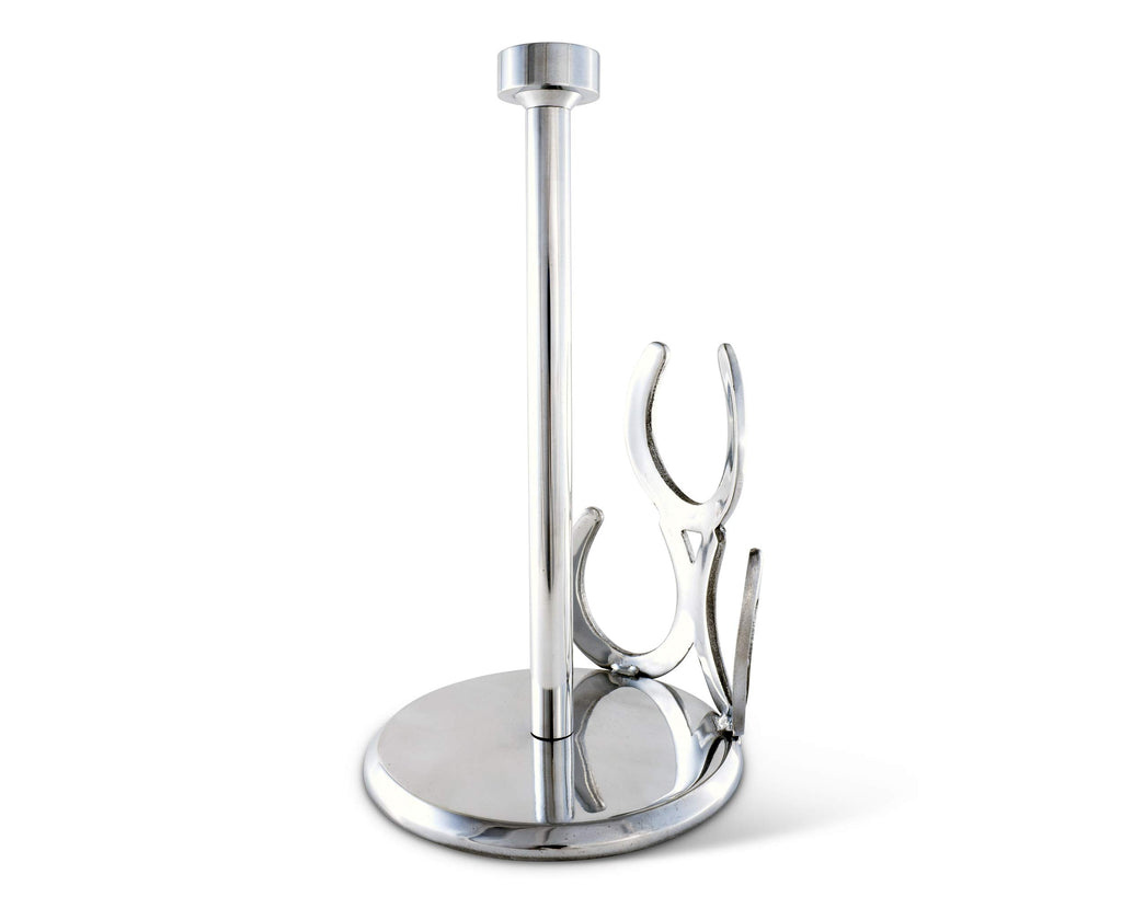 Arthur Court Aluminum Horseshoe Western Cowboy Decorative Countertop Paper Towel Holder Standing 12.5 inch Tall