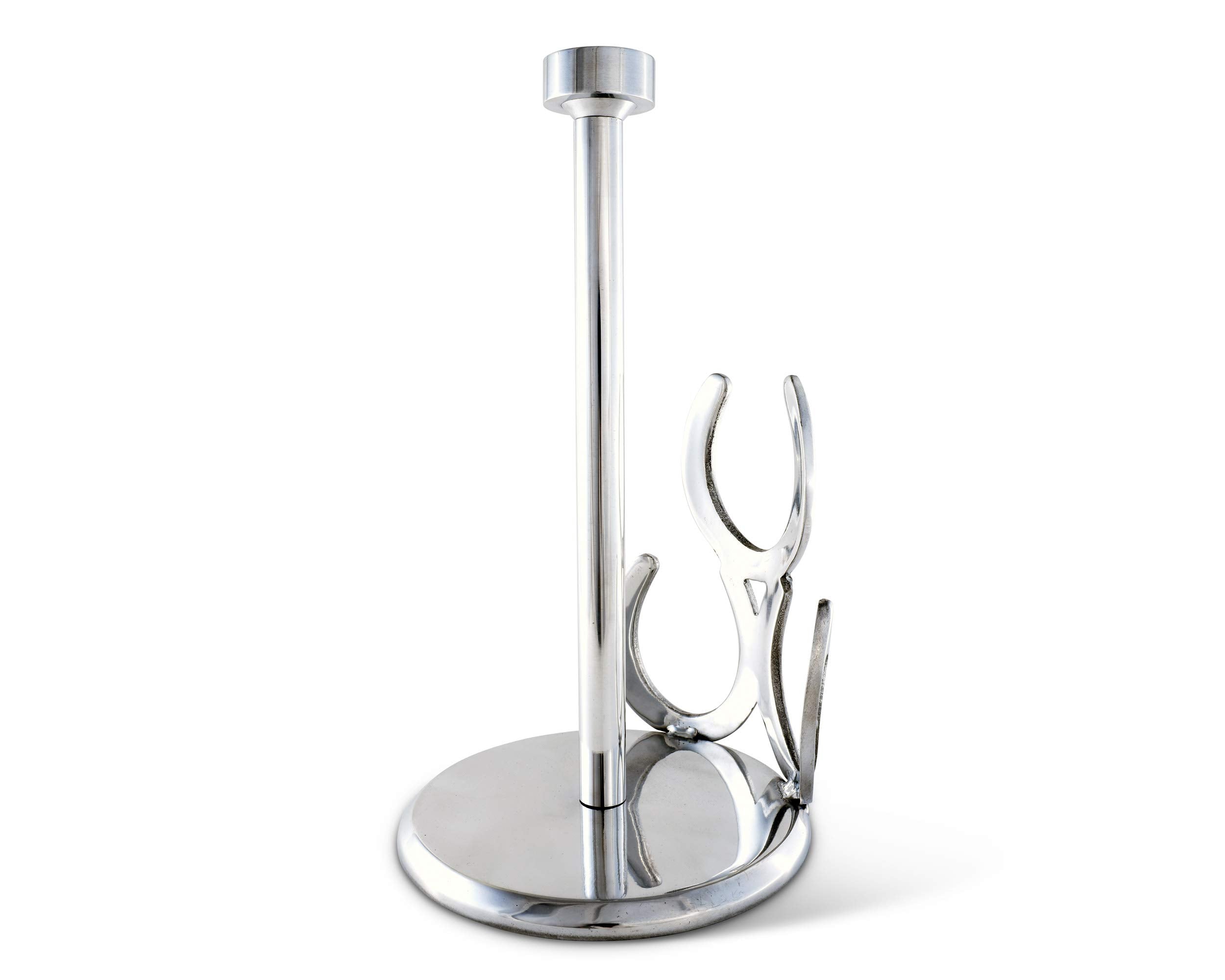 Arthur Court Aluminum Horseshoe Western Cowboy Decorative Countertop Paper Towel Holder Standing 12.5 inch Tall