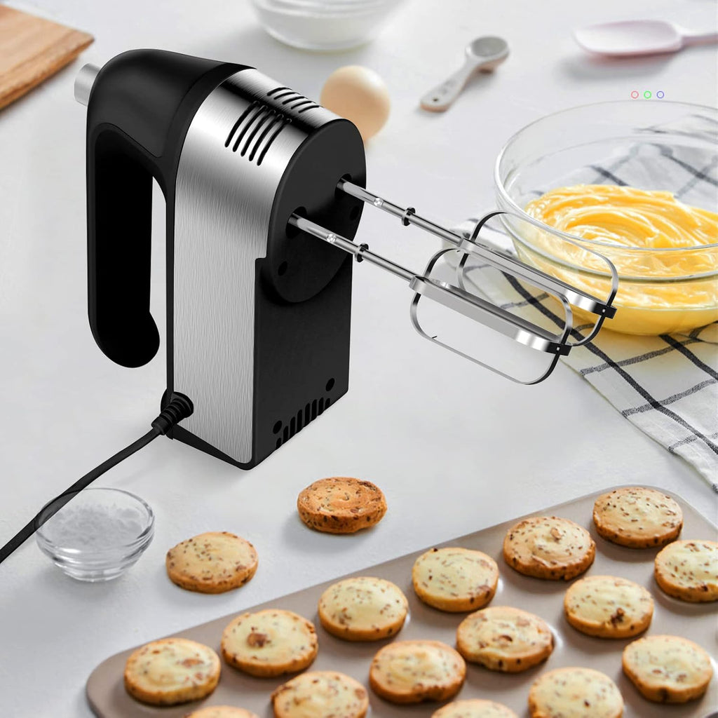 **Regine Switzerland Electric Hand Mixer - 450W with Turbo Boost & 5 Speed Settings | Includes Scale Cup & Accessories - Black**
