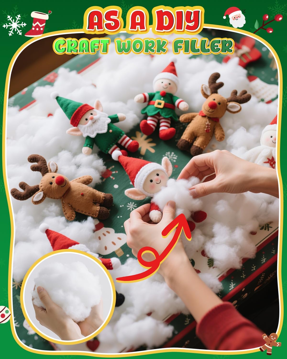 Skiennix Fluffy Christmas Fake Snow - 14.11oz Cotton Artificial Snow for Indoor Decor & Crafts