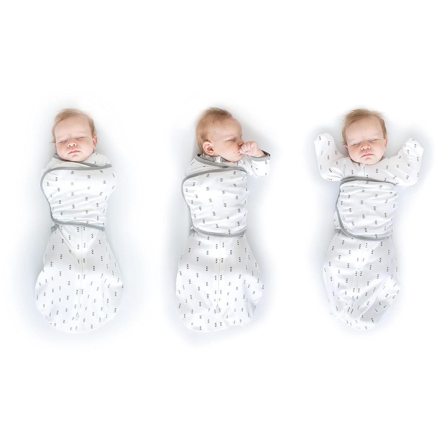 SwaddleDesigns 6-Way Omni Swaddle Sack - Arms Up Design for Newborns | Calms Startle Reflex, 12-18 lbs, Tiny Arrows Black