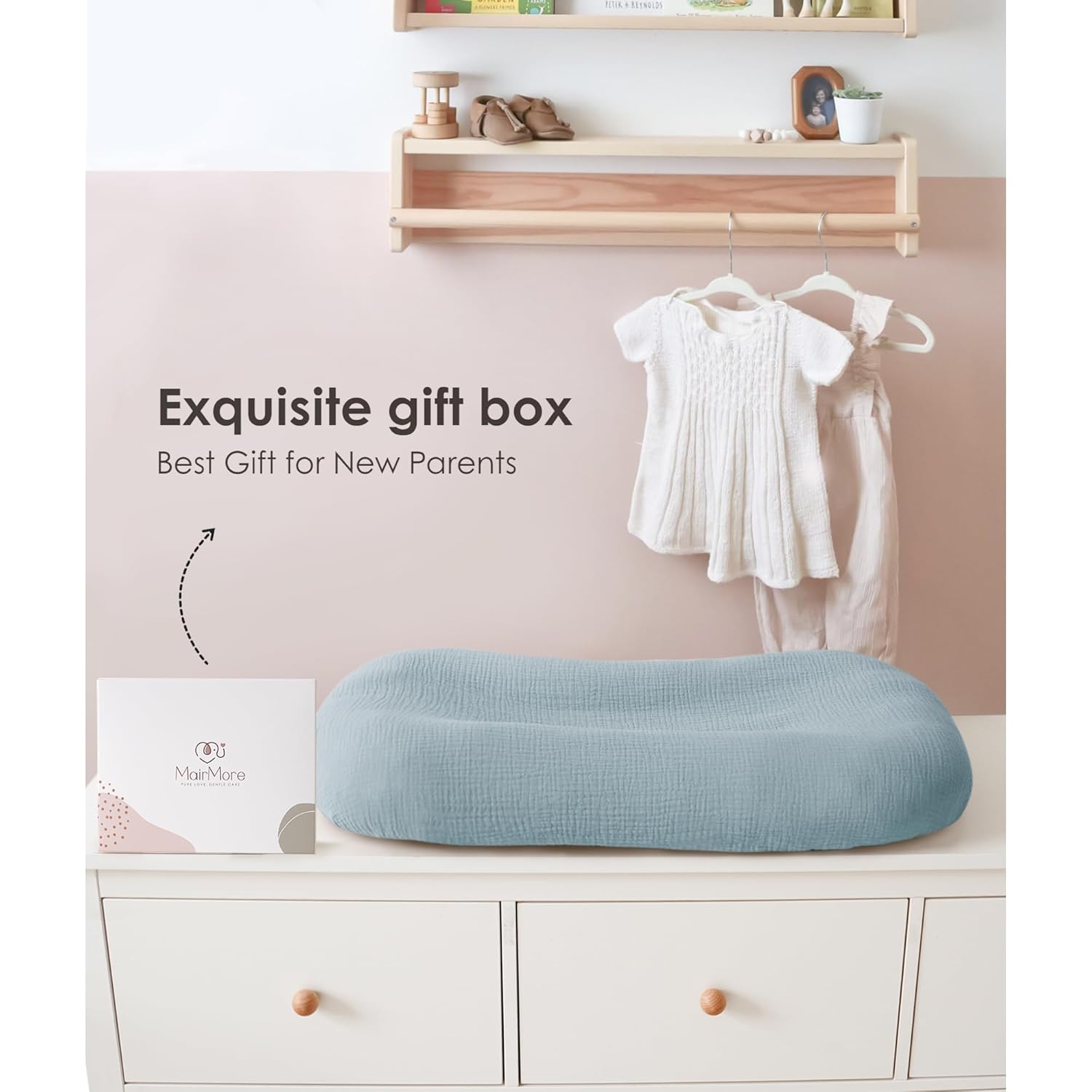 MairMore Muslin Baby Cover - Soft & Breathable 100% Cotton Lounger Slipcover | Pack of 2 (Dark Blue)