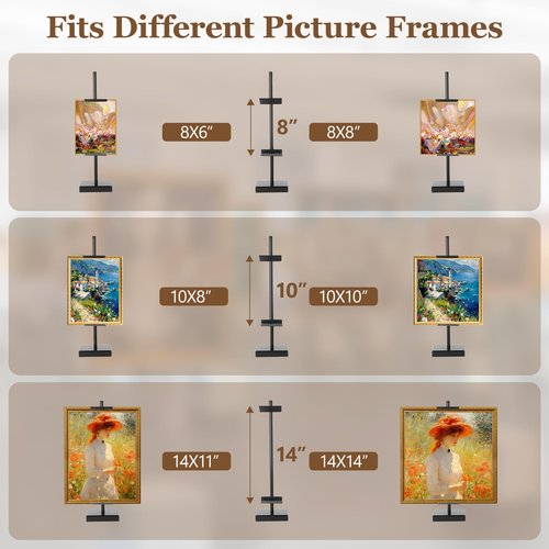 dakewang 1pcs Adjustable Tabletop Easel Stand for Picture Frames, Picture Easels for Display, Gold Easel, Picture Frame Stand, Adjustable Art Easel.(18inch,Black)