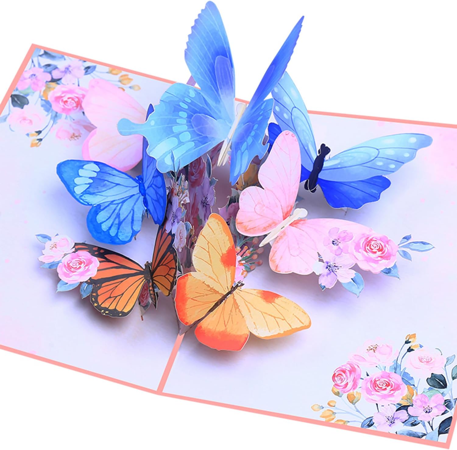 ROBBEAR 3D Butterfly & Flower Pop-Up Greeting Card - Handmade Envelope for Any Occasion
