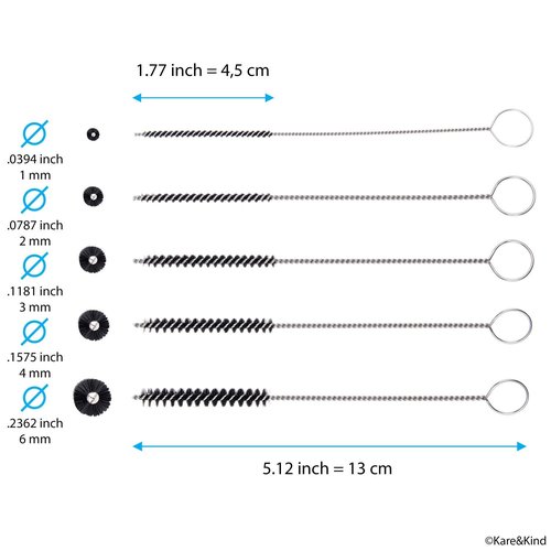 Set of 15 Cleaning Brushes and 10 Cleaning Needles - for Small Openings/Tubes/Pipes - for Example: Spray Paint Gun, Car/Motorcycle/Scooter Carburetor, Pet Feeding Bottle, Coffee Machine, etc.