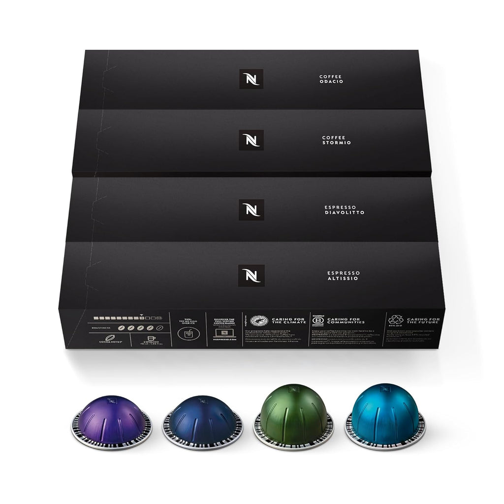 Nespresso Vertuo Capsules - Intense Dark Roast Coffee Variety Pack | 40-Count Pods for 7.8oz & 1.35oz Brews