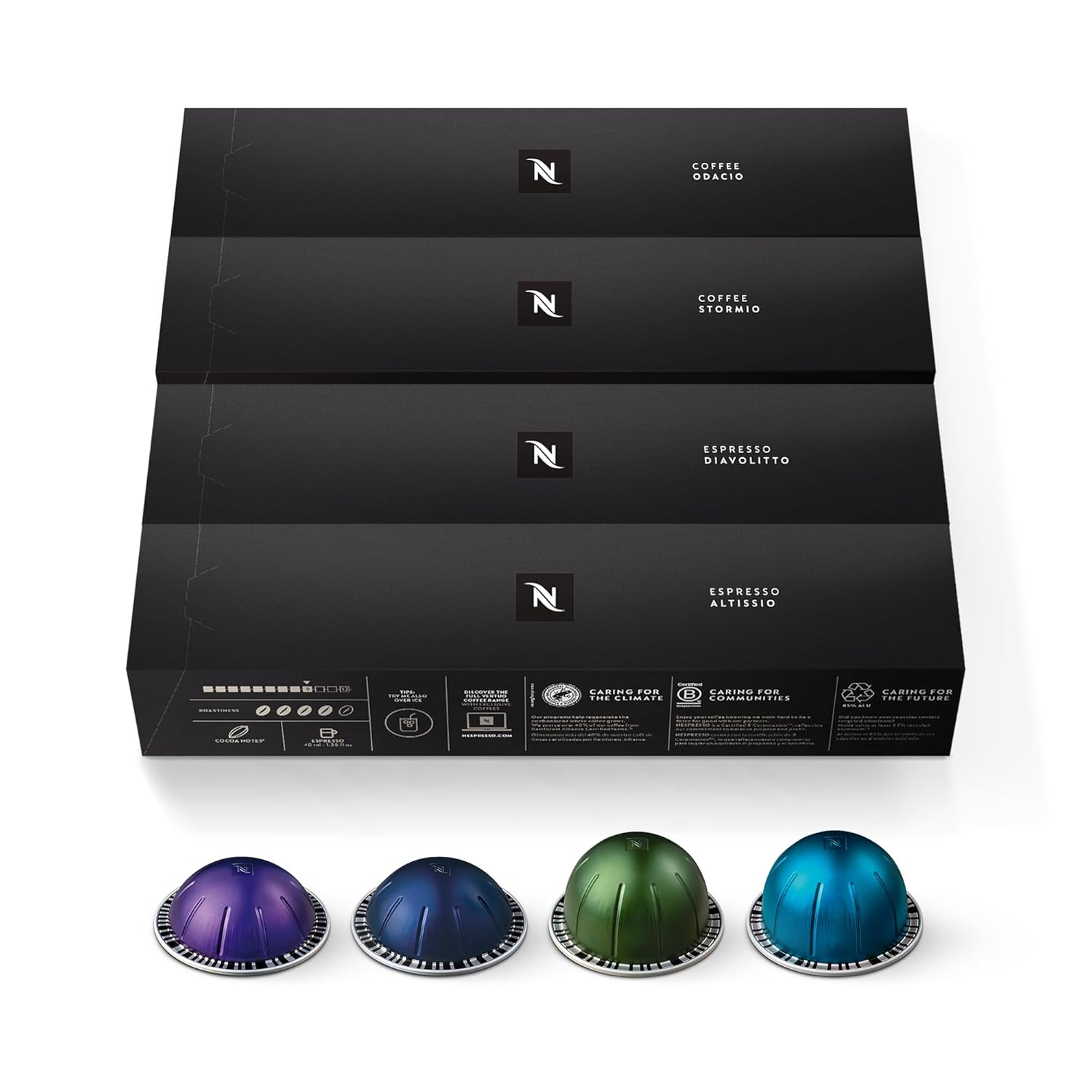 Nespresso Vertuo Capsules - Intense Dark Roast Coffee Variety Pack | 40-Count Pods for 7.8oz & 1.35oz Brews