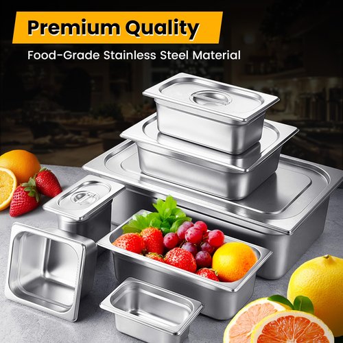 Aplancee 1/3 Hotel Pans 2.5 Inch Deep Stainless Steel Food Pan - Anti-Jam 6 Pack Steam Table Pan Set for Catering, Buffet Use, Kitchen Prep
