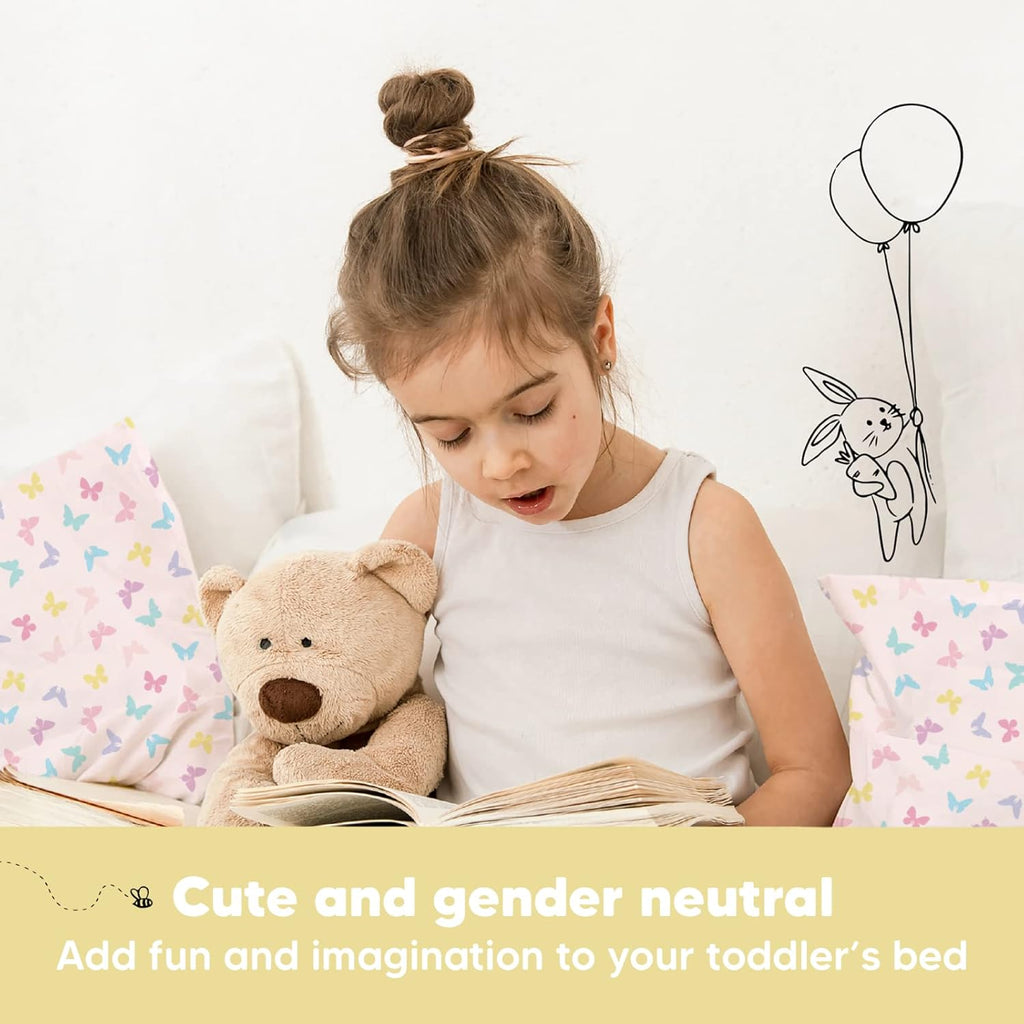 My Little Dreamy Toddler Pillow - Organic Cotton Travel Bed Pillow with Soft Pillowcase | 13x18, Machine Washable, Ideal for Ages 2-5 (Flutter)