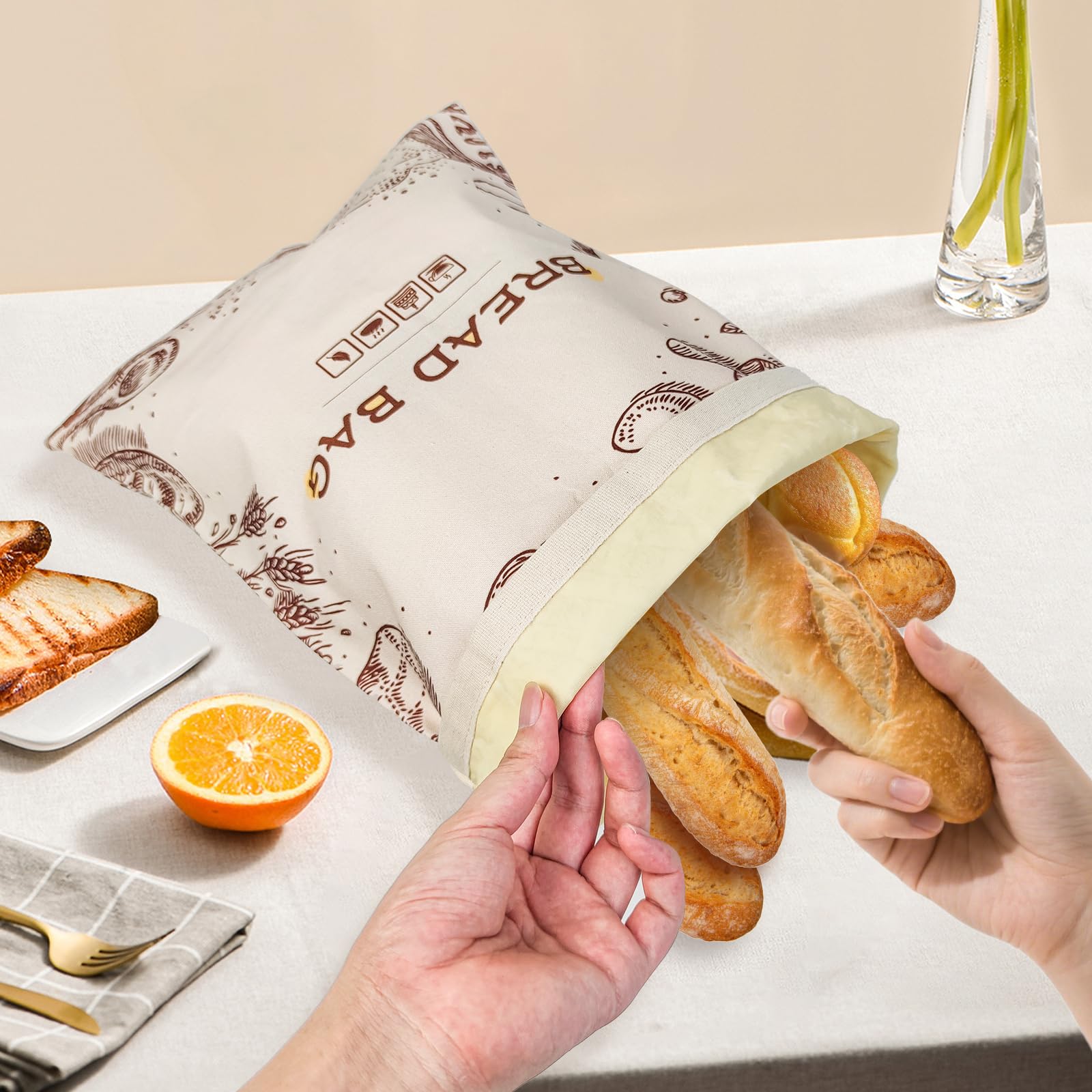 Reusable Beeswax Bread Bags, 2 Pack 13x17 Inch Sourdough Bread Storage Bags for Homemade Bread, Eco-Friendly Beeswax Food Storage Bags, Linen Bread Bag Alternative for Freshness Preservation