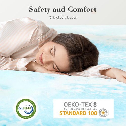 DUMOS Mattress Toppers Memory Foam Twin XL, 2 Inch Thick Bed Topper Pad Cooling Gel Infused Soft Comfy Padding Breathable for Sleeper Sofa Couch RV Camper, CertiPUR-US Certified, Blue