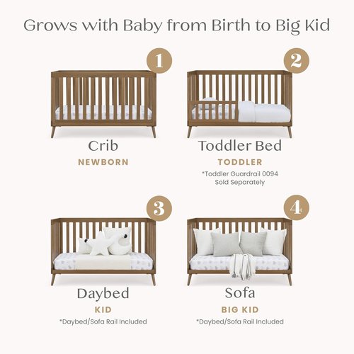 Delta Children Essex 4-in-1 Convertible Crib - Greenguard Gold Certified, Chestnut Finish