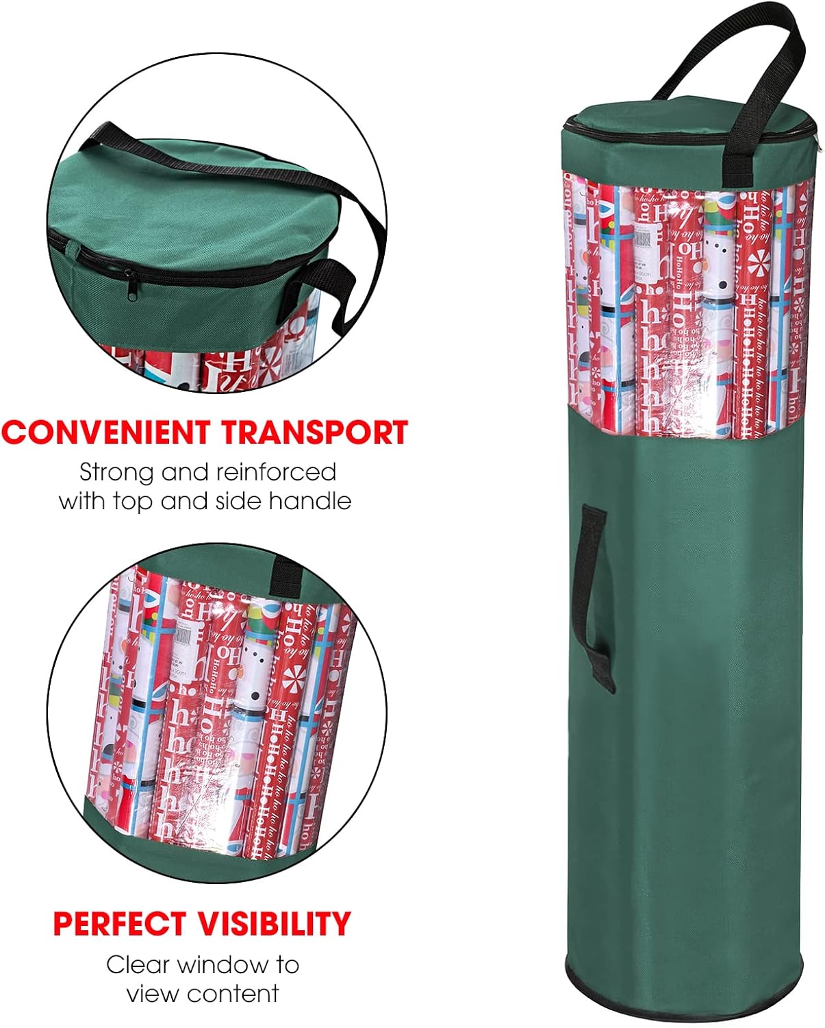 Primode Wrapping Paper Storage Bag - Durable 600D Oxford Organizer for Under Bed | 42” Length, Green