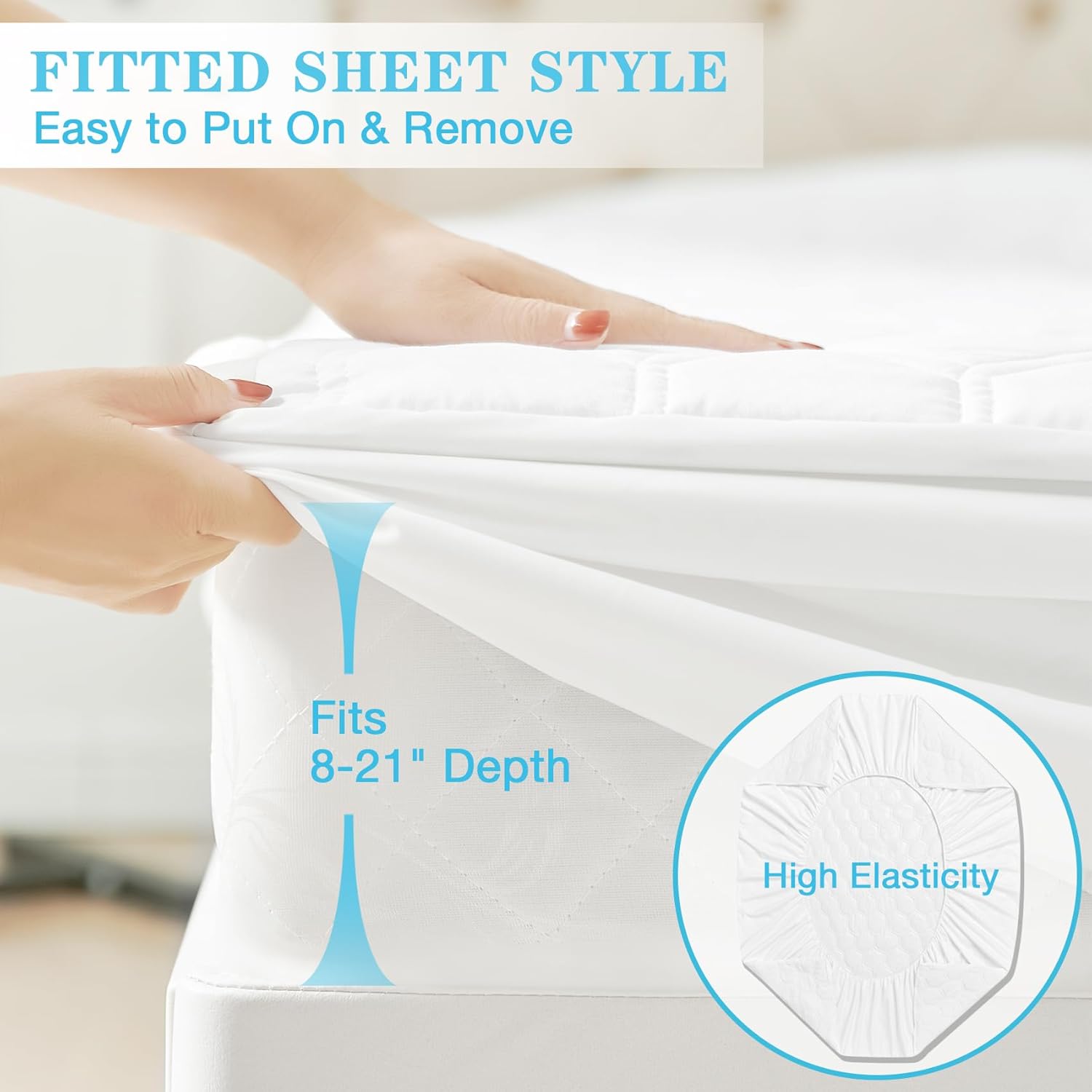 Skiennix Twin Mattress Protector - Waterproof & Hypoallergenic Bed Cover | Soft Quilted Design, Fits Up to 21 Inches