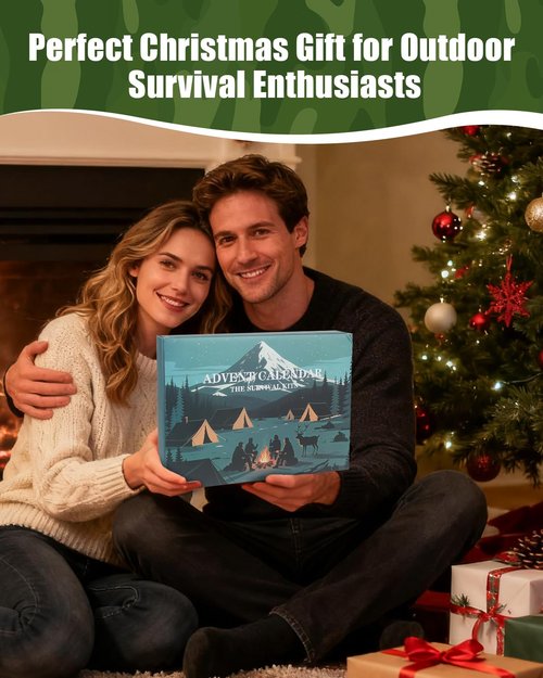 Advent Calendar 2025, Survival Kit 24-Day Christmas Countdown – Outdoor & Emergency Survival Tools, Camping Gear & Cool Gadgets – Xmas Gift for Men, Teens, Outdoor Enthusiasts