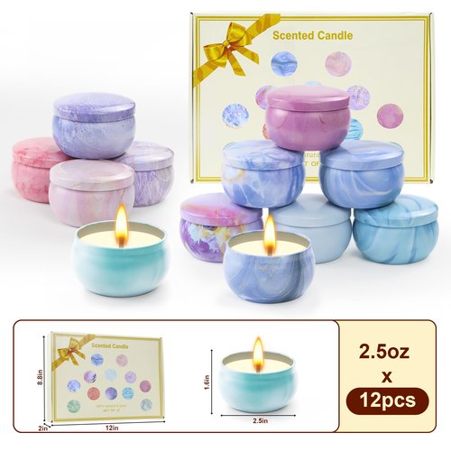Scented Candles Gift Set for Women, 12 Pack 2.5oz Candles for Home Scented, Soy Wax Aromatherapy Candle Set, 300 Hour Long Lasting, Christmas Gifts Birthday Gifts for Women Friends Sister Colleague