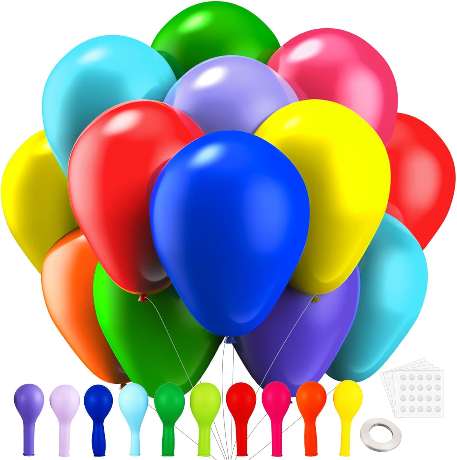 Skiennix Rainbow Latex Balloons - 150 Pcs Assorted Colors | 5-Inch Round Helium Balloons for Parties