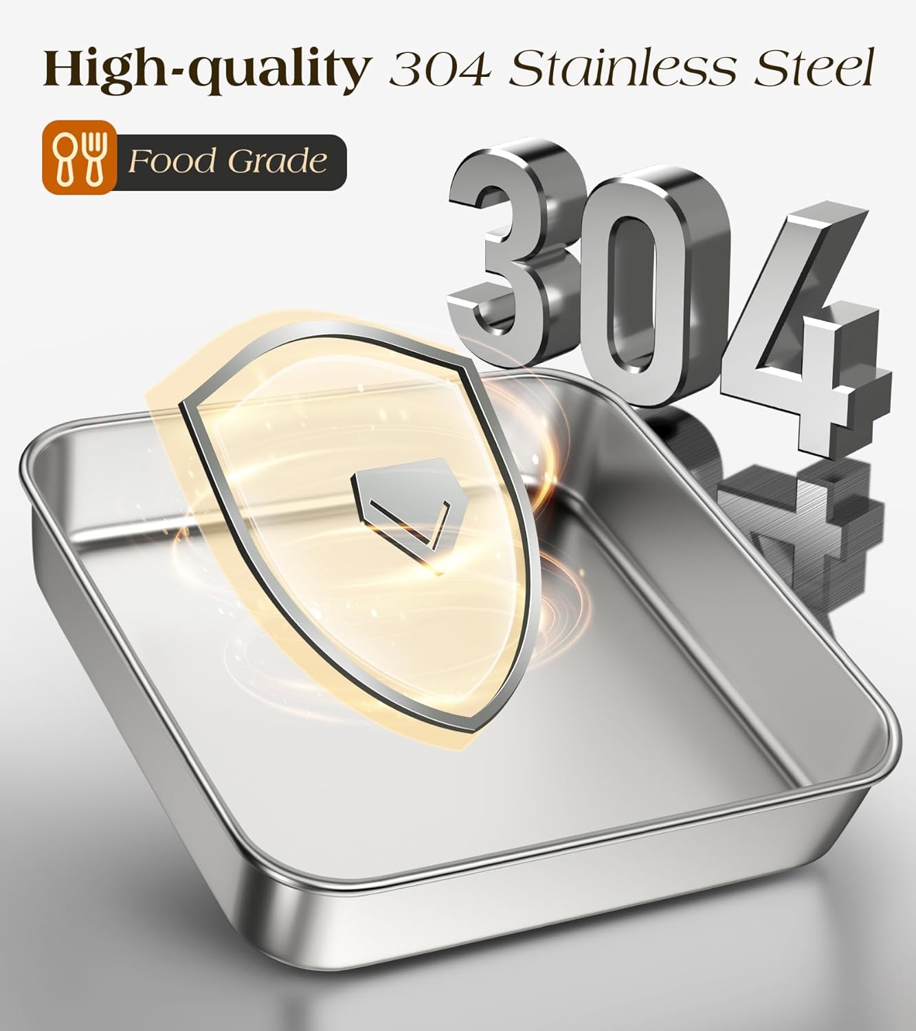 Regine Switzerland 8x8-Inch Stainless Steel Baking Pan - Heavy Duty, Non-Toxic & Dishwasher Safe