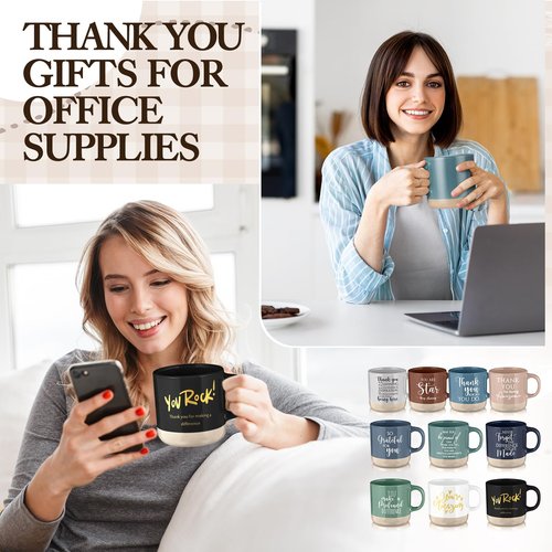 Didaey 10 Pcs Thank You Mugs Bulk Appreciation Gifts for Employee Coworkers Staff Teachers Motivational Ceramic Coffee Mugs Thank You Farewell Going Away Gifts for Coworkers(Classic)