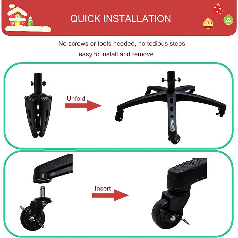 Heavy-Duty Rolling Christmas Tree Stand with Wheels for 9ft Artificial Tree