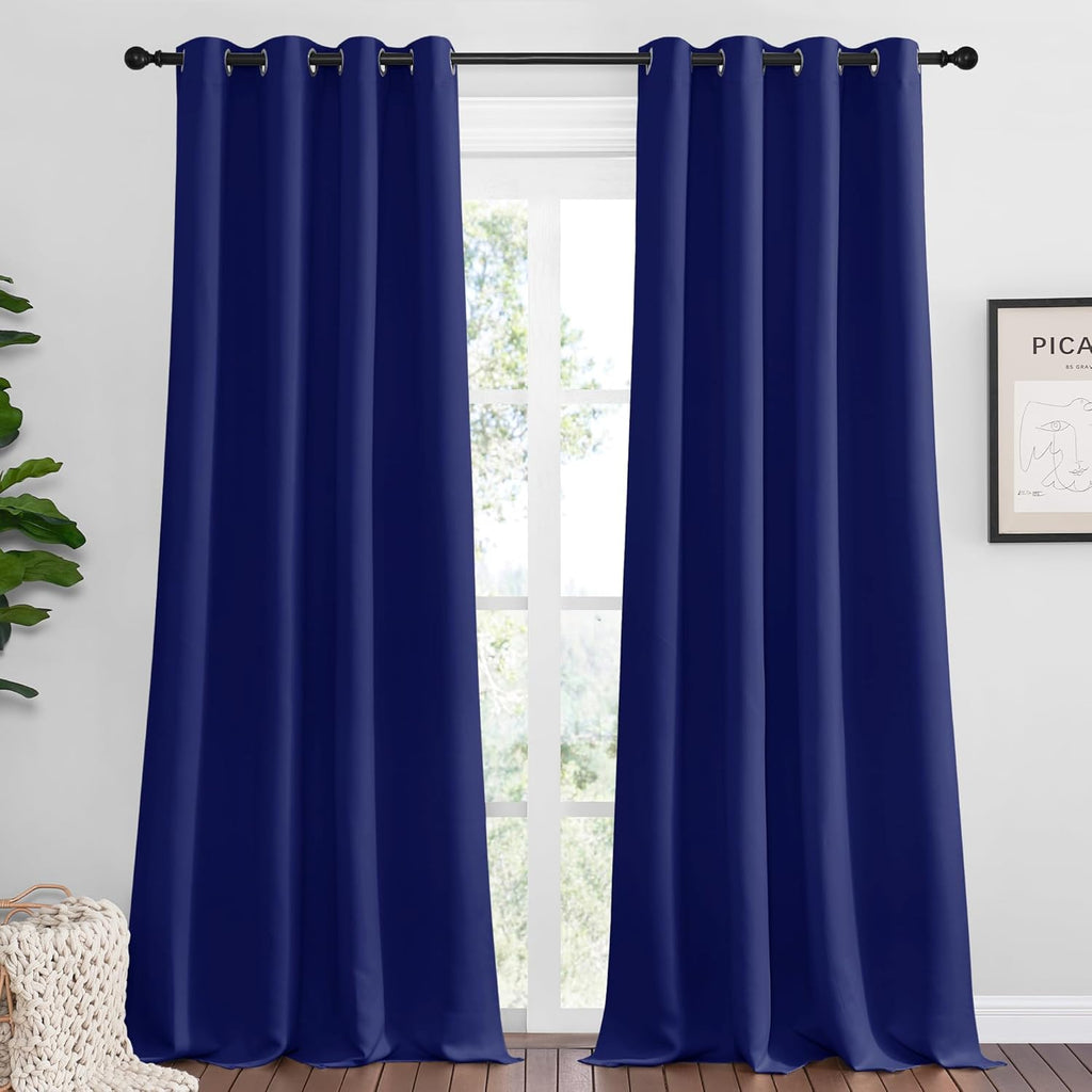 NICETOWN Navy Blue Blackout Curtains - Thermal Insulated Drapes for Large Windows | 102" Length, 2 Panels