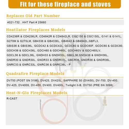 zuviuviz 25660, 4021-732 Pilot Assembly Natural Gas (NG) for Heatilator, Heat-N-Glo and Quadrafire Stove & Fireplace, Replacement Natural Gas Pilot Assembly for Heatilator GNDC33, GNDC36