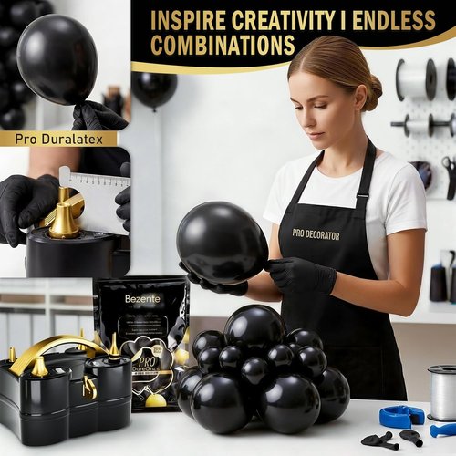 Bezente Pro Duralatex Black Balloons - 100 Pack of 12-Inch Extra-Thick Balloons for Lasting Party Decor