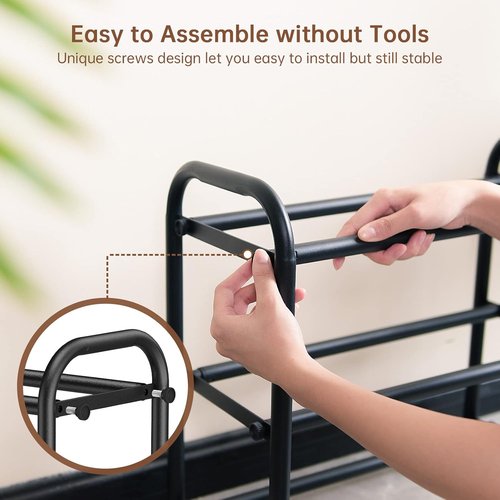 Gonfoam 3-Tier Expandable Shoe Rack - Adjustable Heavy-Duty Metal Storage Organizer | Black