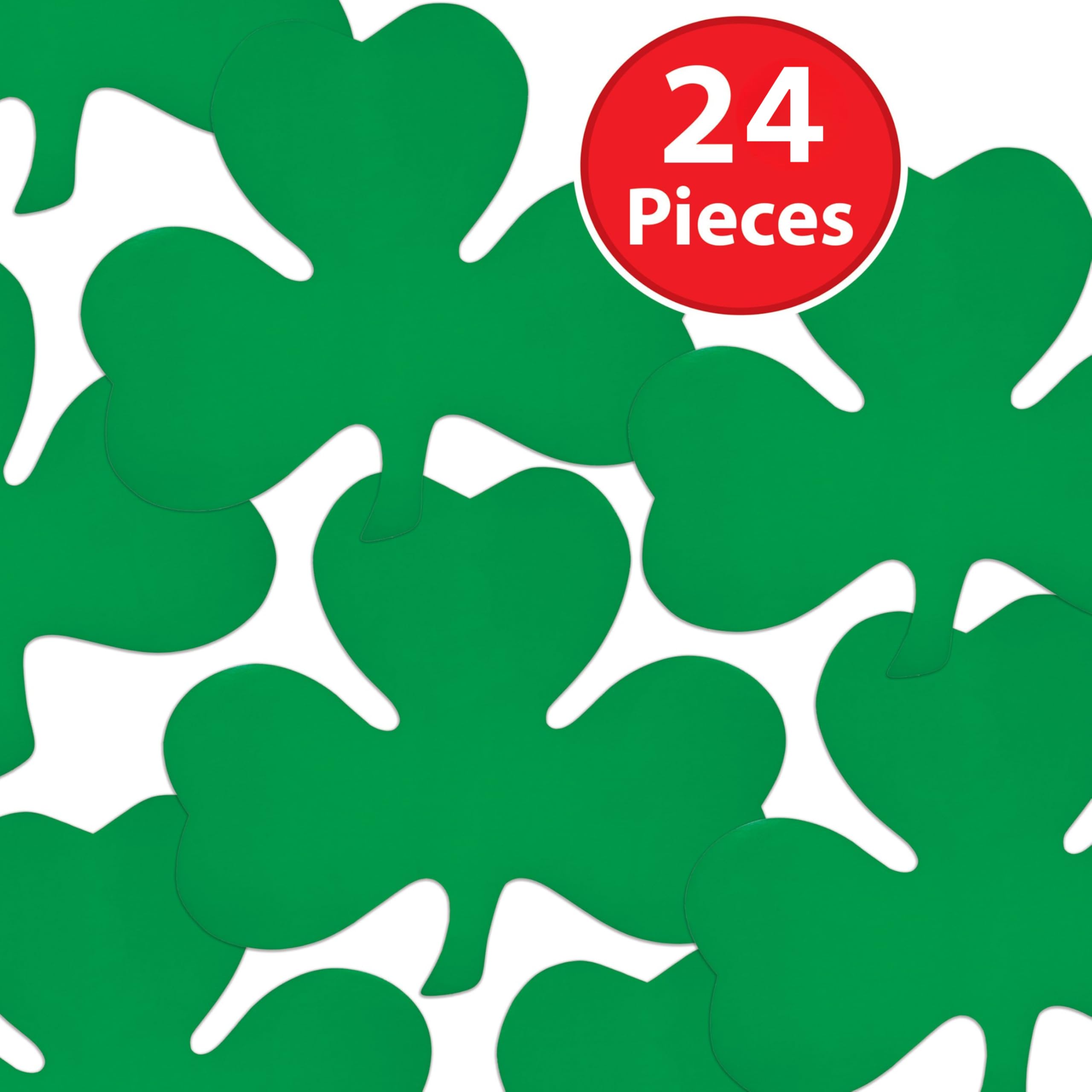 Beistle 24-Pack Decorative Printed Shamrock Cutouts, 16-Inch,Green