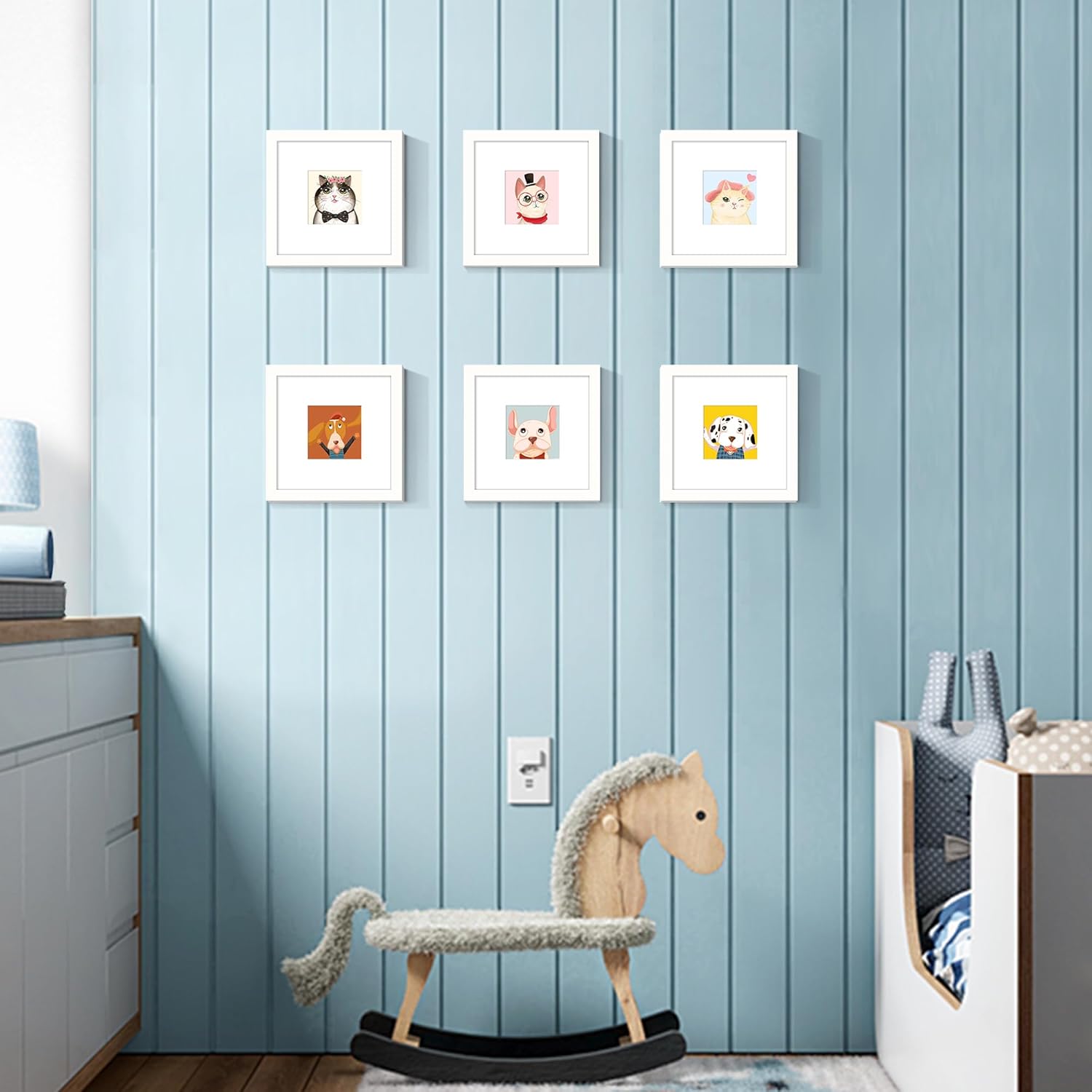 Upsimples 8x8 Picture Frame - Versatile Display for 4x4 or 8x8 Photos | Elegant White Design, 1 Pack