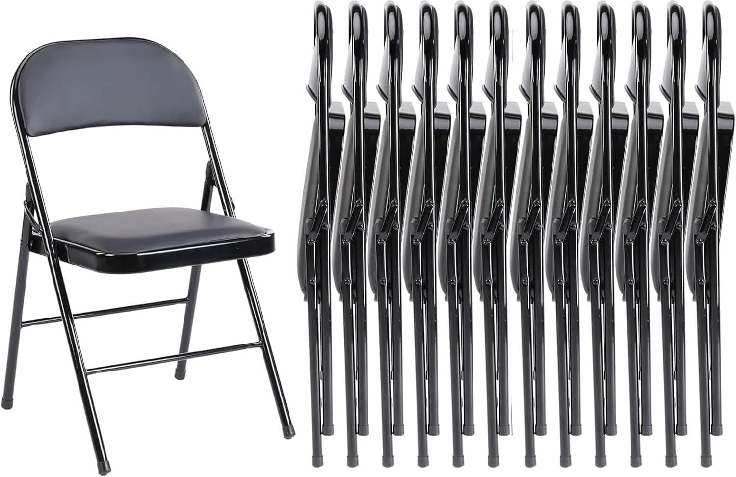 Sweetcrispy Folding Chairs - 12 Pack Leather Padded, Sturdy Metal, Easy Storage | Indoor & Outdoor Use