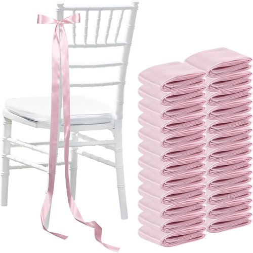 Daifunli Wedding Bows - 24 Pcs Pink Satin Chair Decorations | Elegant Aisle Ribbons for Ceremonies