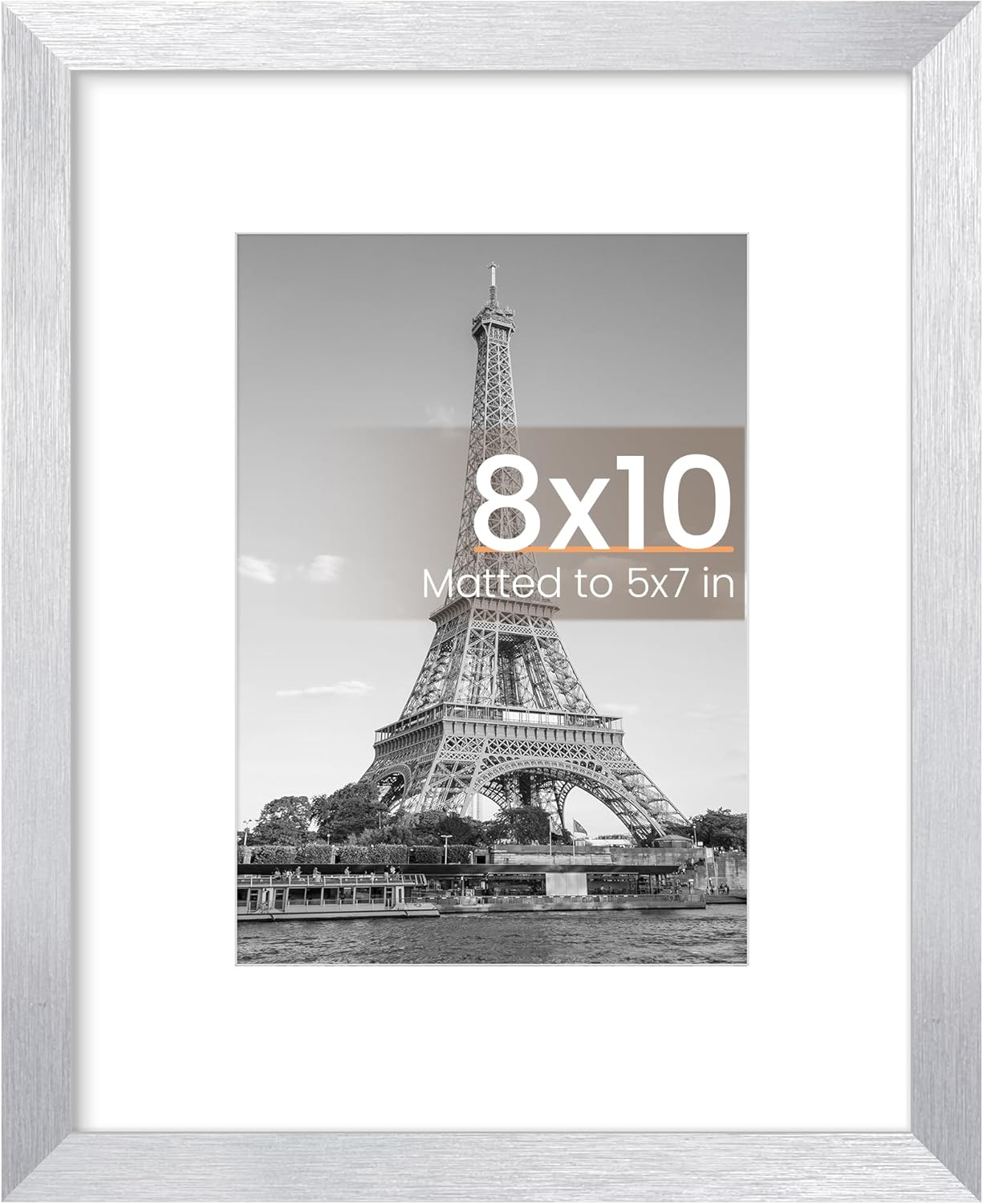 Upsimples 8x10 Picture Frame - Versatile Display for 5x7 or 8x10 Photos | Silver, 1 Pack