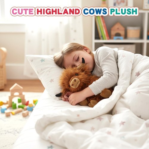 Yytoyshop Highland Cows Plush Pillow Adorable Cow Stuffed Animal Plushies Toys Soft Fluffy Cow Plush Pillow for Birthdays Day (Highland Cows)