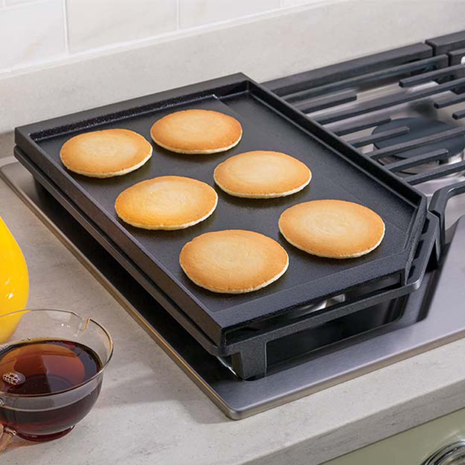 Upgraded JXGRIDL236 Griddle Replacement for GE Stove Parts Cast Iron Griddle Plate PGP7036SLSS JGP5036SLSS GE Cafe Profile Range Griddle 36 Inch Stove Top Cooktop Side Burner Flat Top Pan