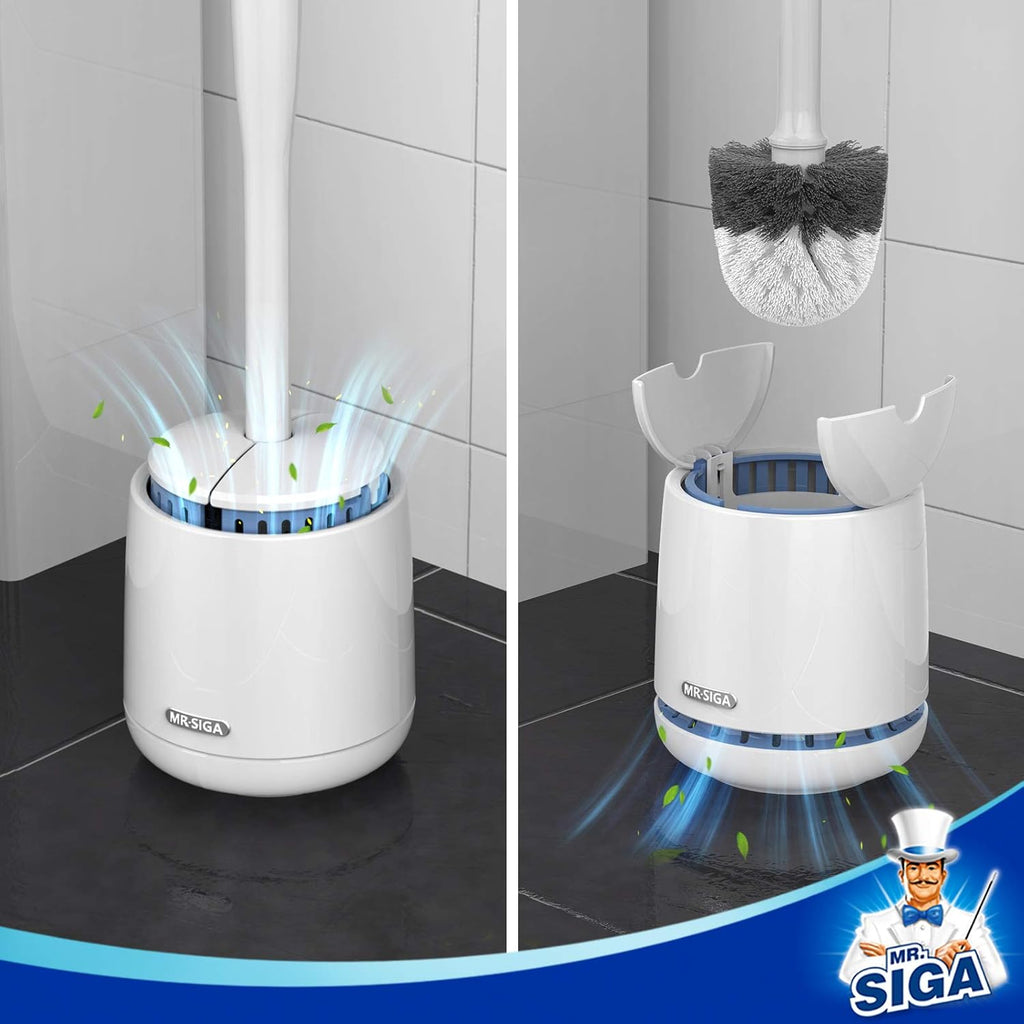 MR.SIGA Toilet Bowl Brush - Premium Quality with Solid Handle & Durable Bristles | White, 1 Pack