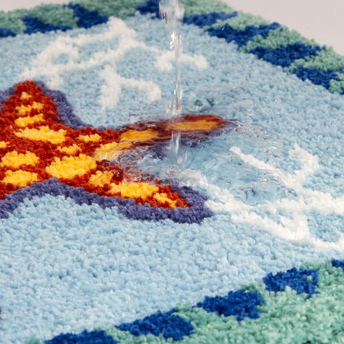 Coastal Beach Bathroom Rug Blue Shell Bath Mat Tufted Non Slip, Machine Washable Cute Kids Sea Bathtub mat Bathroom Bedroom Decoration 31.5x19.7 inches (Sea Star)