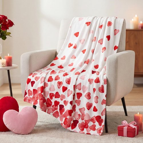 Horaldaily Valentine Flannel Blanket Throw, Red Love Hearts Soft Fuzzy Plush Cozy Fleece Blankets for Couch Sofa Bed Lounging, Ideal Gifts for Kids Adults Wife Self, 50x60