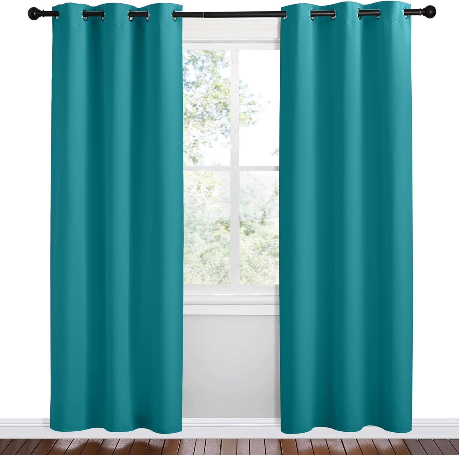 NICETOWN Room Darkening Curtains - Thermal Insulated Grommet Blackout - 78 Inch, Peacock Teal, 2 Panels