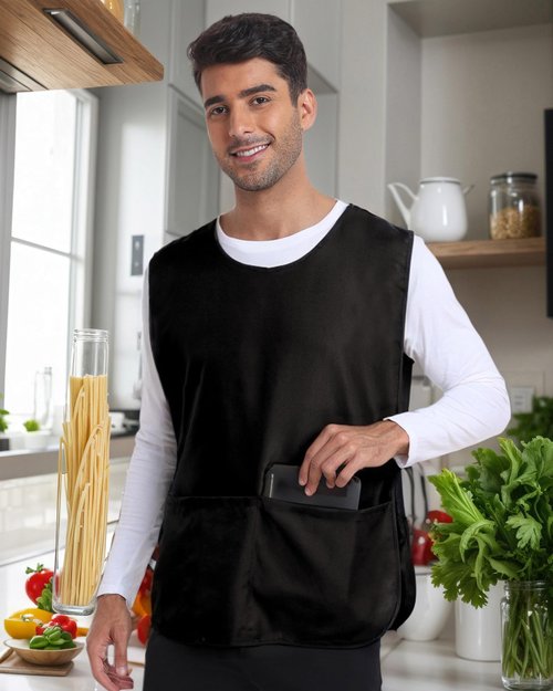 Argstar 7 Pack Unisex Waterproof Cobbler Apron with 3 Pockets for Women/Men, Black
