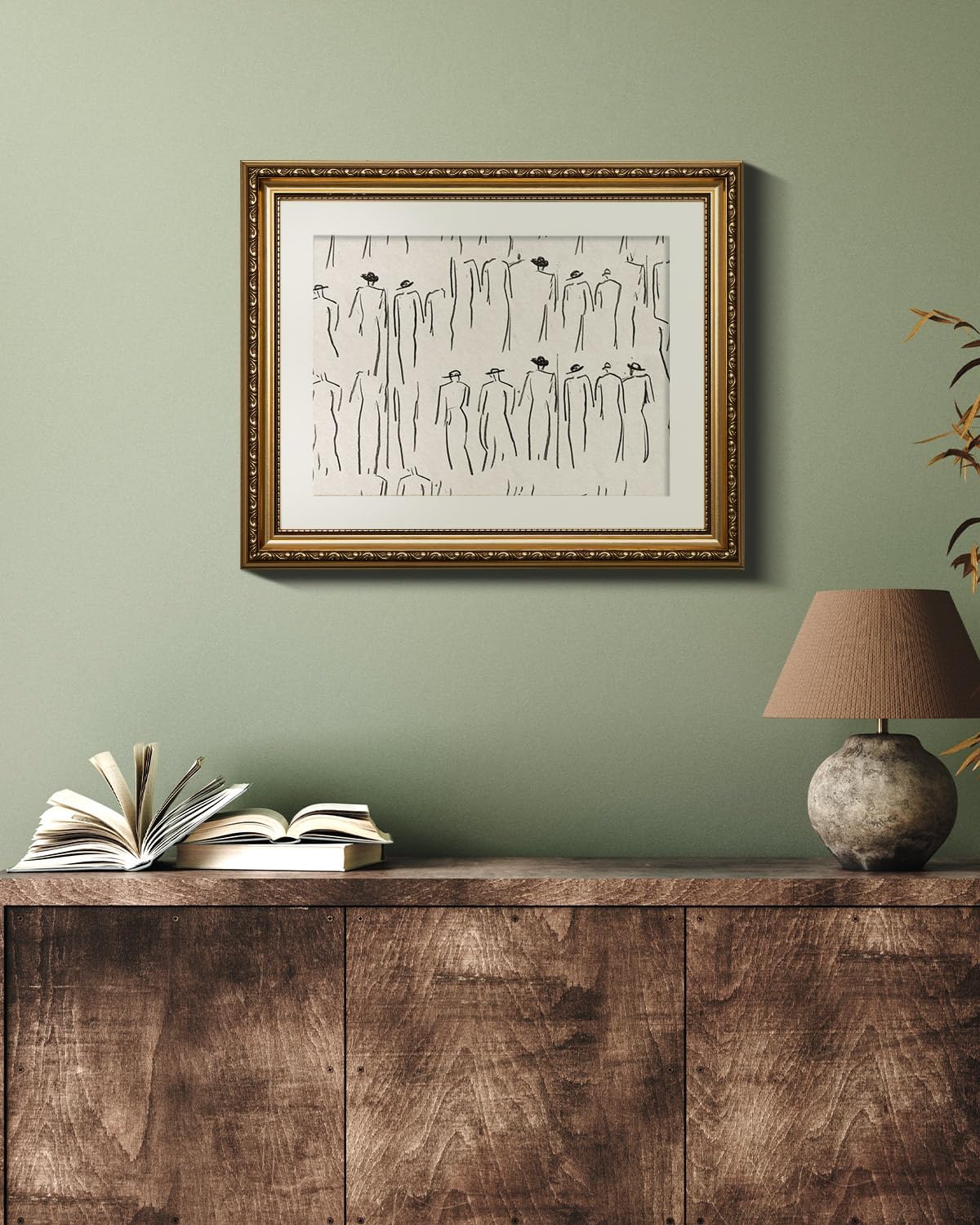 VIYYIEA Gold Framed Canvas Print - Minimalist Abstract Wall Art for Home Decor | 13x16in Vintage Portrait