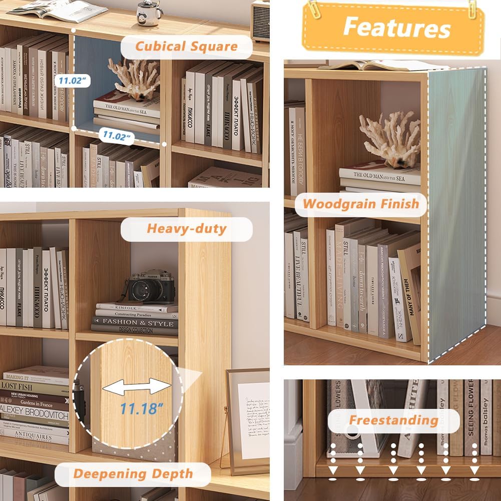 NELYE 8 Cube Organizer Bookcase - Stylish White Storage Bins & Open Shelf Design for Versatile Use