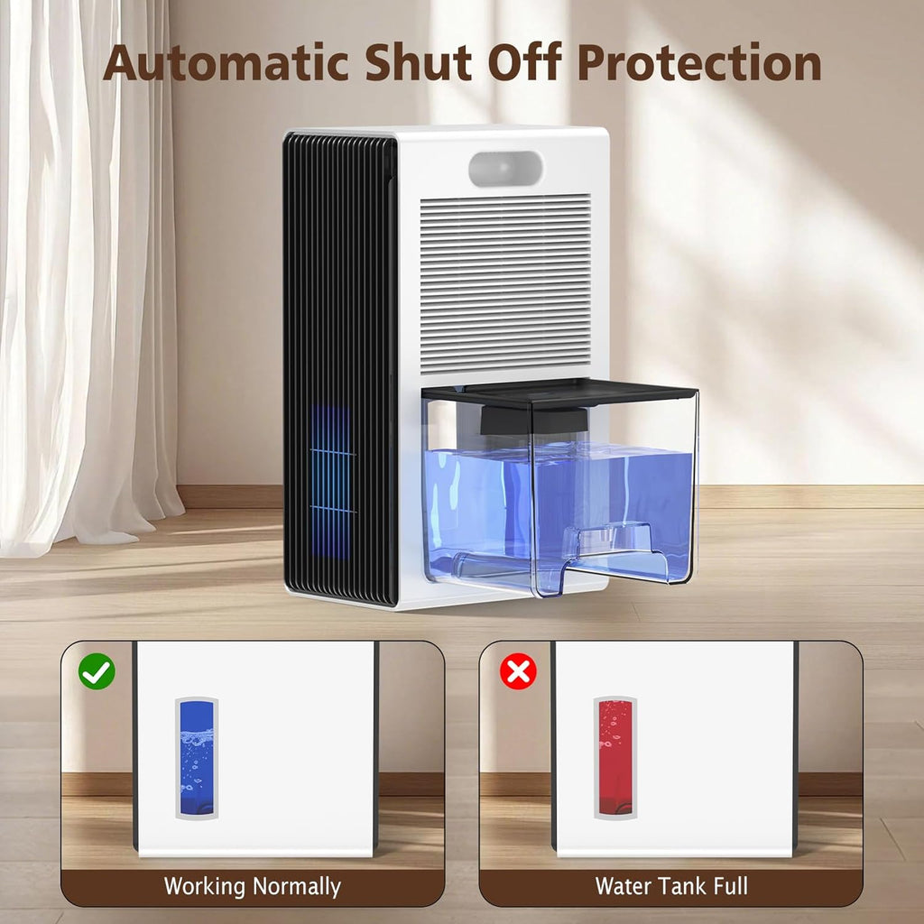 NineSky Dehumidifier - 1000 Sq.Ft. Capacity with 95Oz Tank | Quiet Operation & 7-Color Ambient Light