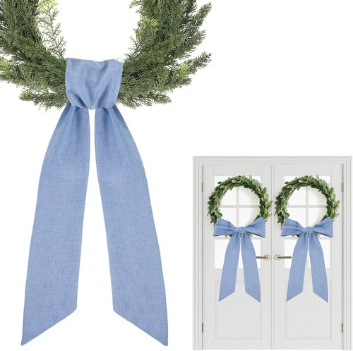 Blue Wreath Sash by [Brand Name] - 2 Pcs 60-Inch Rustic Sashes for Farmhouse Home Decor