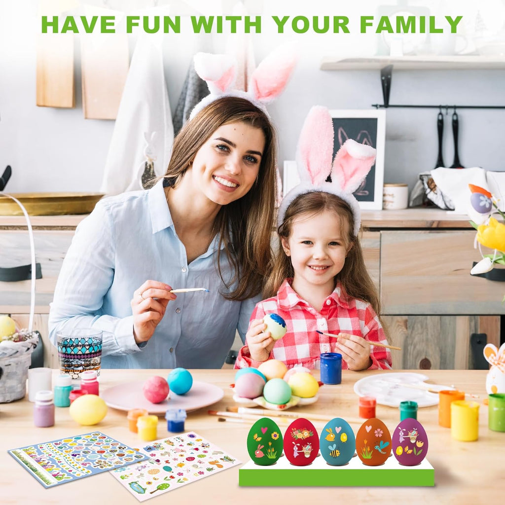 Skiennix Easter Egg Decorating Kit - Non-Toxic Dye Tablets with 89 Stickers & 8 Holders | DIY Craft Set