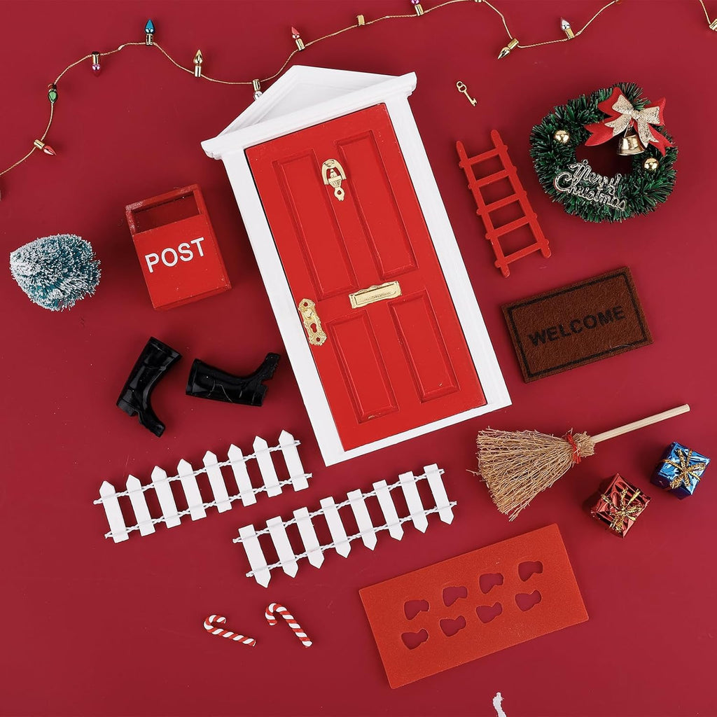 Skiennix Christmas Fairy & Elf Door - Magical Miniature Accessories for DIY Decor | Tiny Elf Kit