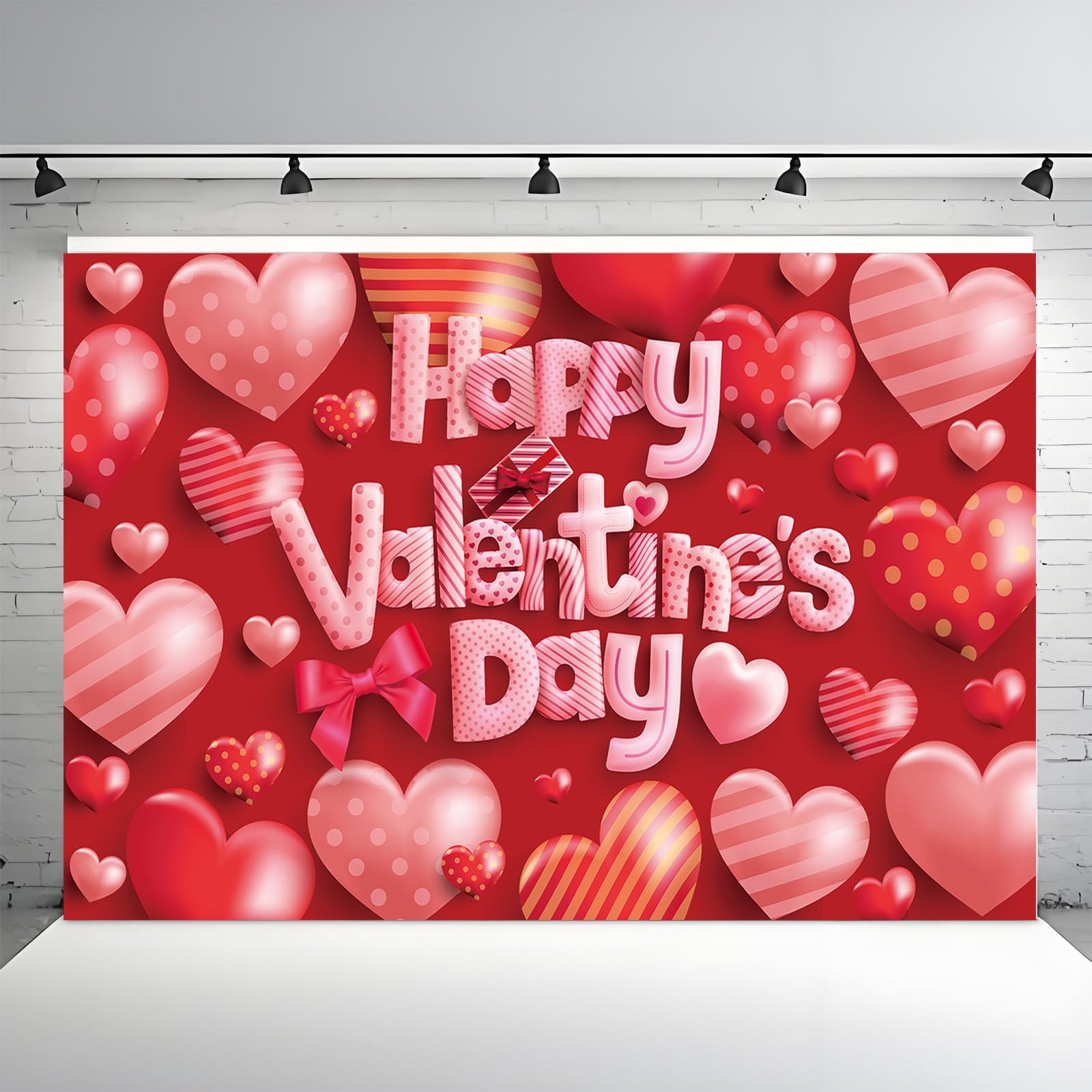 Happy Valentines Day Banner - XtraLarge Size 72x44 Inch - Valentines Day Backdrop Banner Decorations - Heart Valentines Banner for Valentines Day Decor - Valentines Day Party Decorations