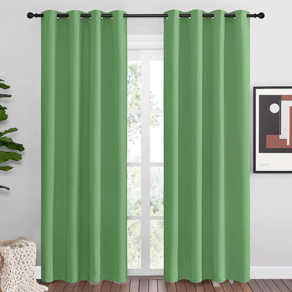 NICETOWN Blackout Curtains - Forest Green Thermal Insulated Drapes | 86" Length, 2 Panels, 55" Wide