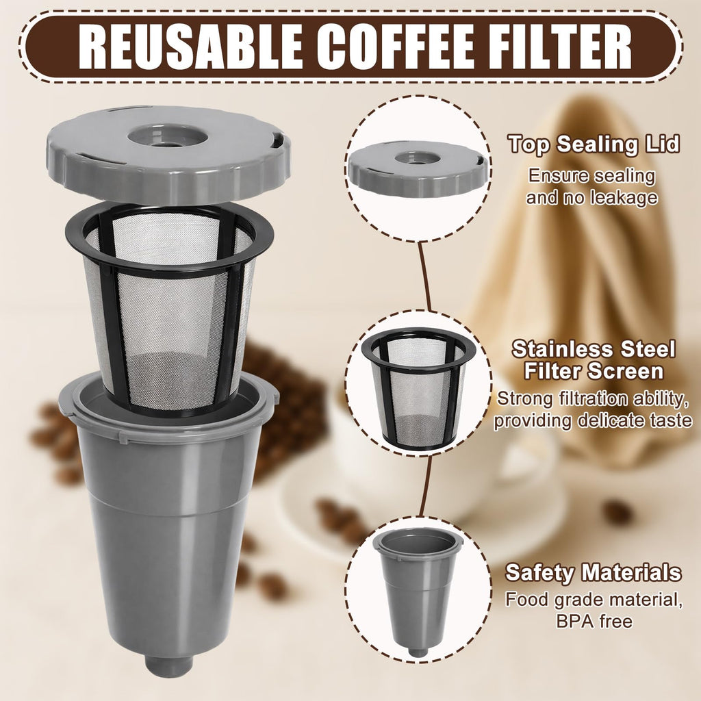 Reusable Coffee Filter Compatible with Keurigg My K Cup B30 B40 B50 B60 B70 K10 MINI Plus K15 K40/45 K55 K60/65 K70/75/79 Series 5048 Old Mode Grey by Podoy (3 Pack)
